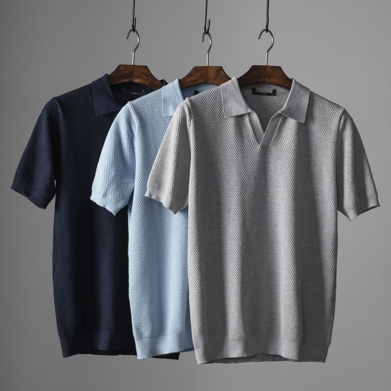 James – Textured Short-Sleeve Polo Shirt Menswear