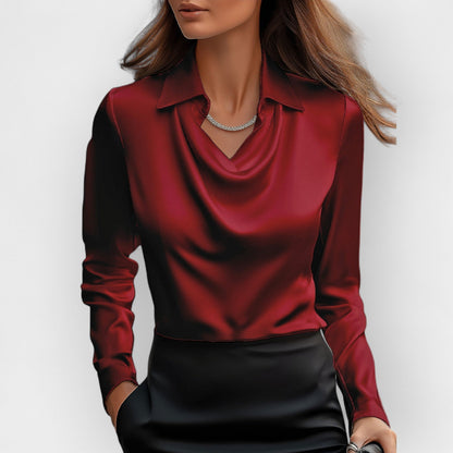 Sofia – Elegant Draped Collar Blouse Women