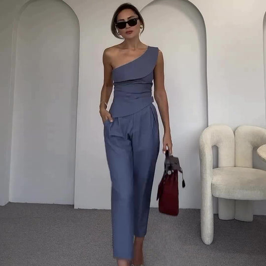 Klaudia - Elegancki kombinezon na jedno ramię