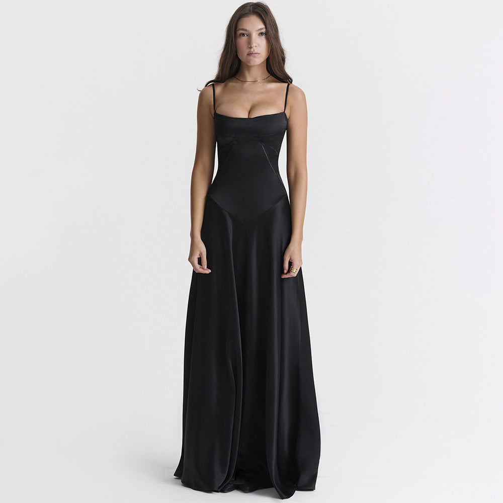 Selena - Elegancka satynowa sukienka maxi