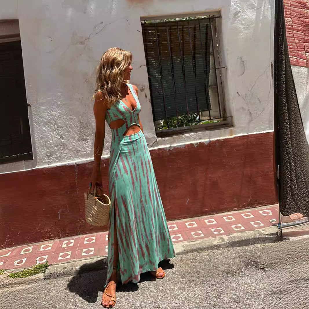 Sabrina - maxi conjunto boho con recorte tie-dye