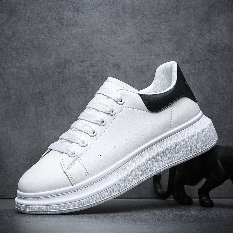 Arlo - Męskie sneakersy białe z czarną piętą