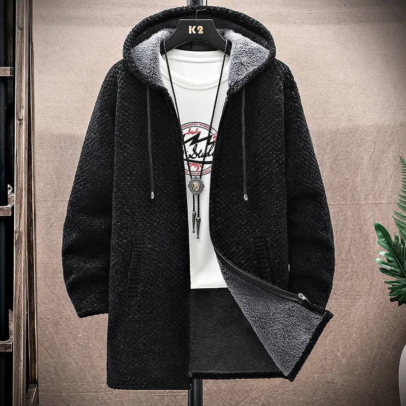 Lukas – Hooded Fleece-Lined Long Jacket