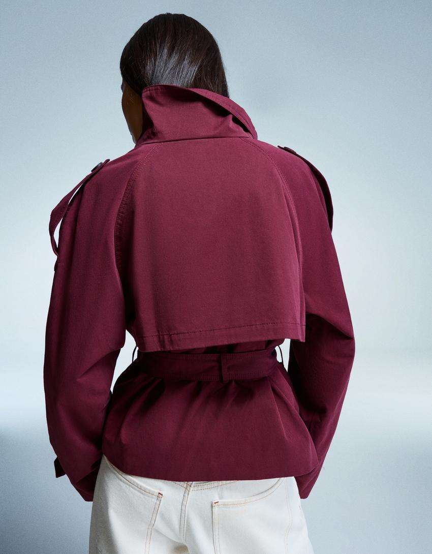 Camila – Krótki Trencz z Paskiem Damski