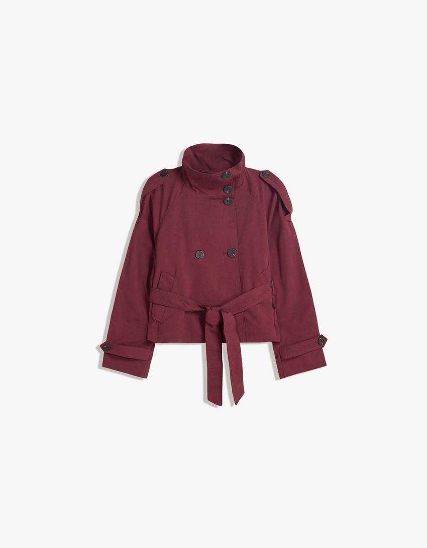 Camila – Krótki Trencz z Paskiem Damski