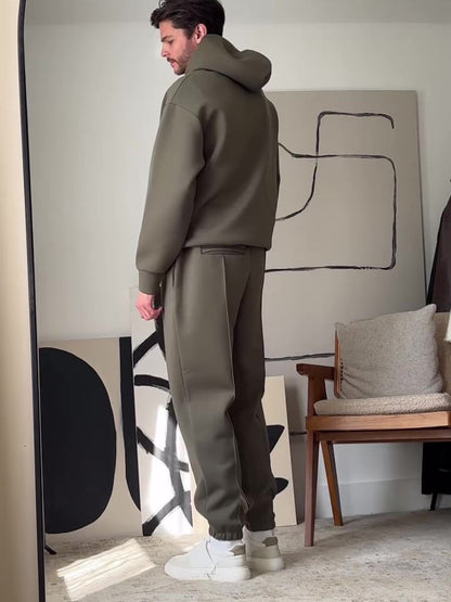 Leo – Relaxed Fit Minimalist Hoodie & Tapered Trousers Set for Men