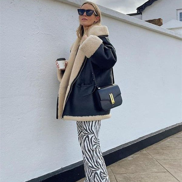 Natalia - Kurtka z ekoskóry z futerkiem