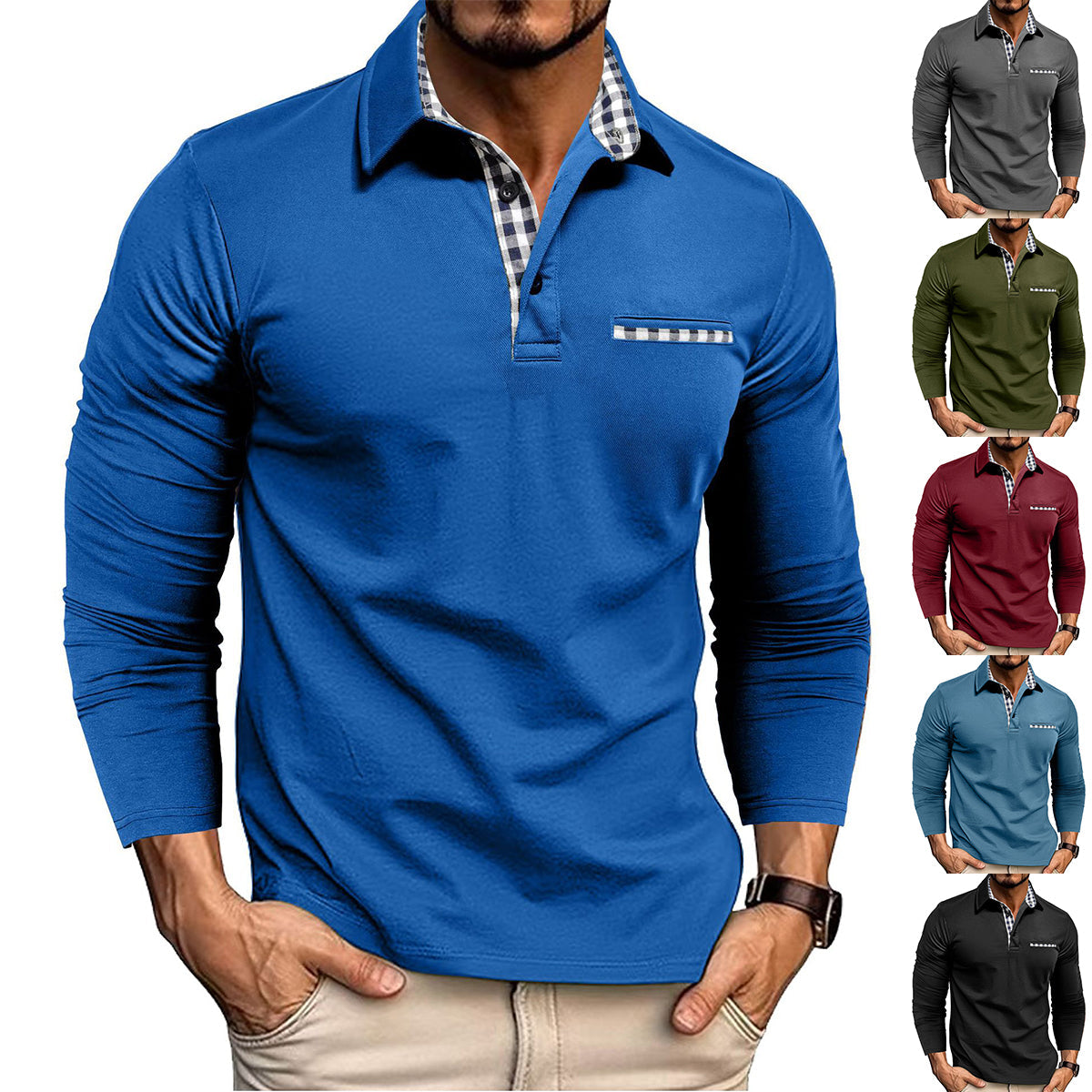 Liam – Longsleeve polo z kontrastowym kołnierzykiem