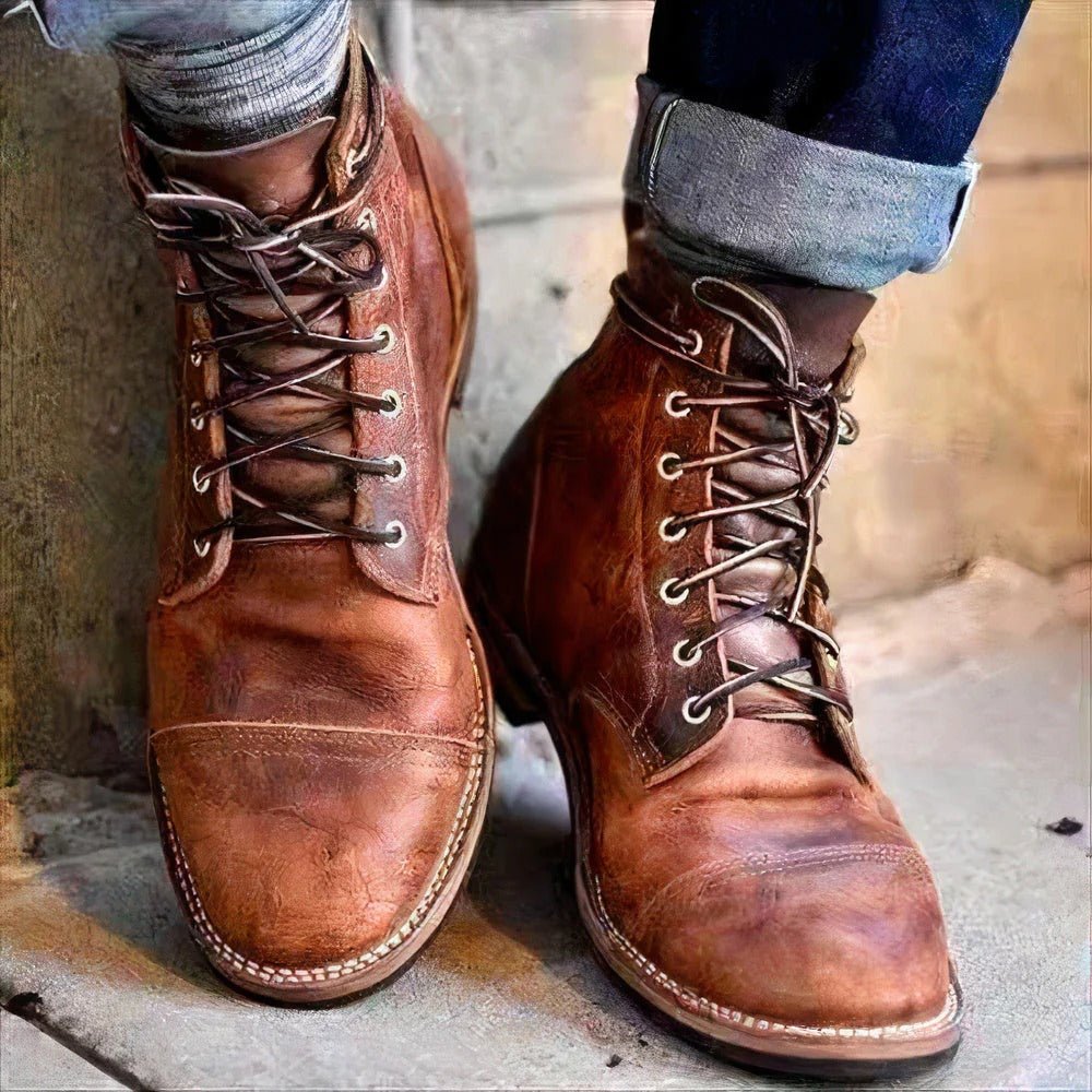 Mason – Vintage Leather Lace-Up Boots for Men
