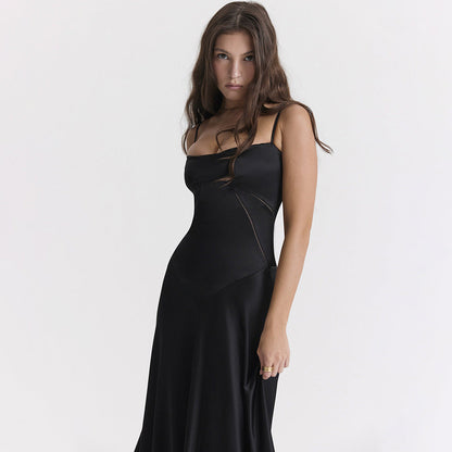 Selena - Elegancka satynowa sukienka maxi