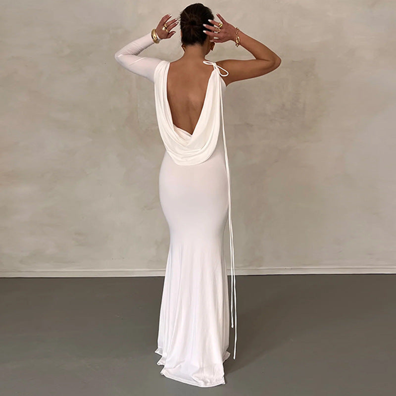 Celina - Sukienka maxi bodycon z jednym rękawem