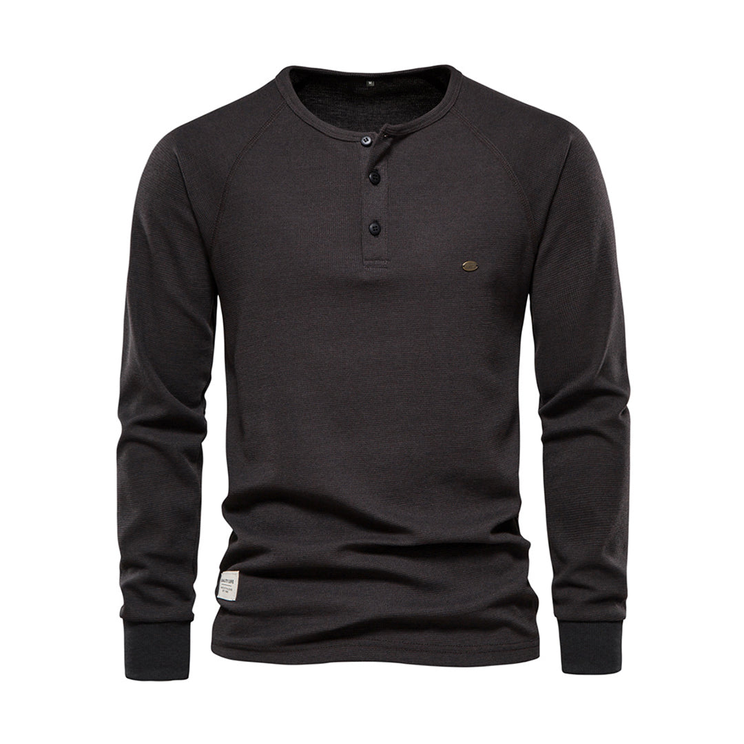 Noah - Koszulka męska longsleeve z guzikam