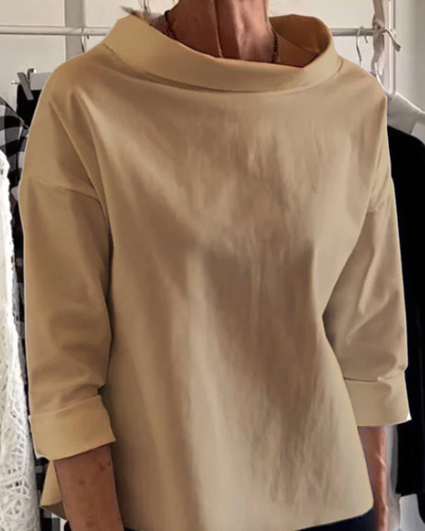 Barbara - Bawełniana bluzka z szerokim kołnierzem