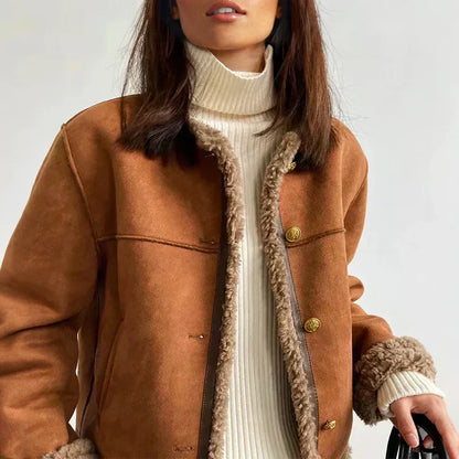 Ava – Faux-Shearling Trimmed Winter Jacket for Women