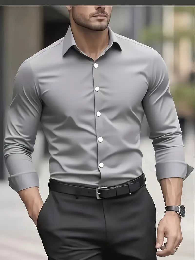 Adrian – Męska elegancka koszula slim fit w kolorze błękitnym