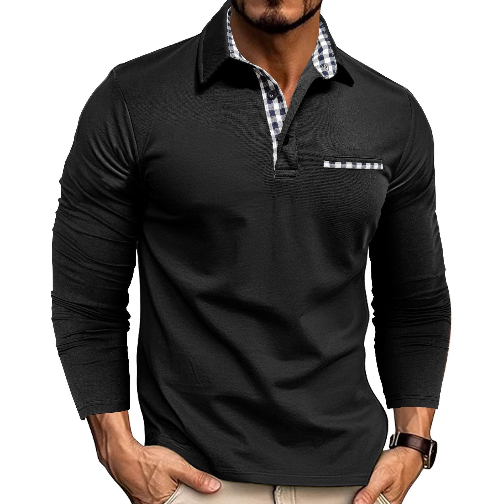 Liam – Longsleeve polo z kontrastowym kołnierzykiem