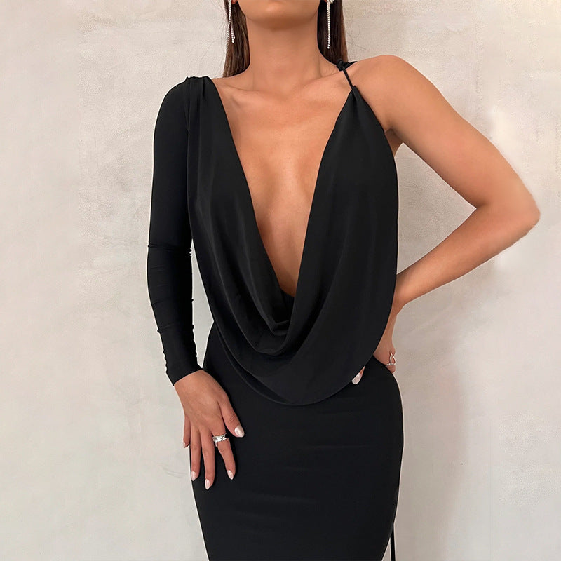 Celina - Sukienka maxi bodycon z jednym rękawem