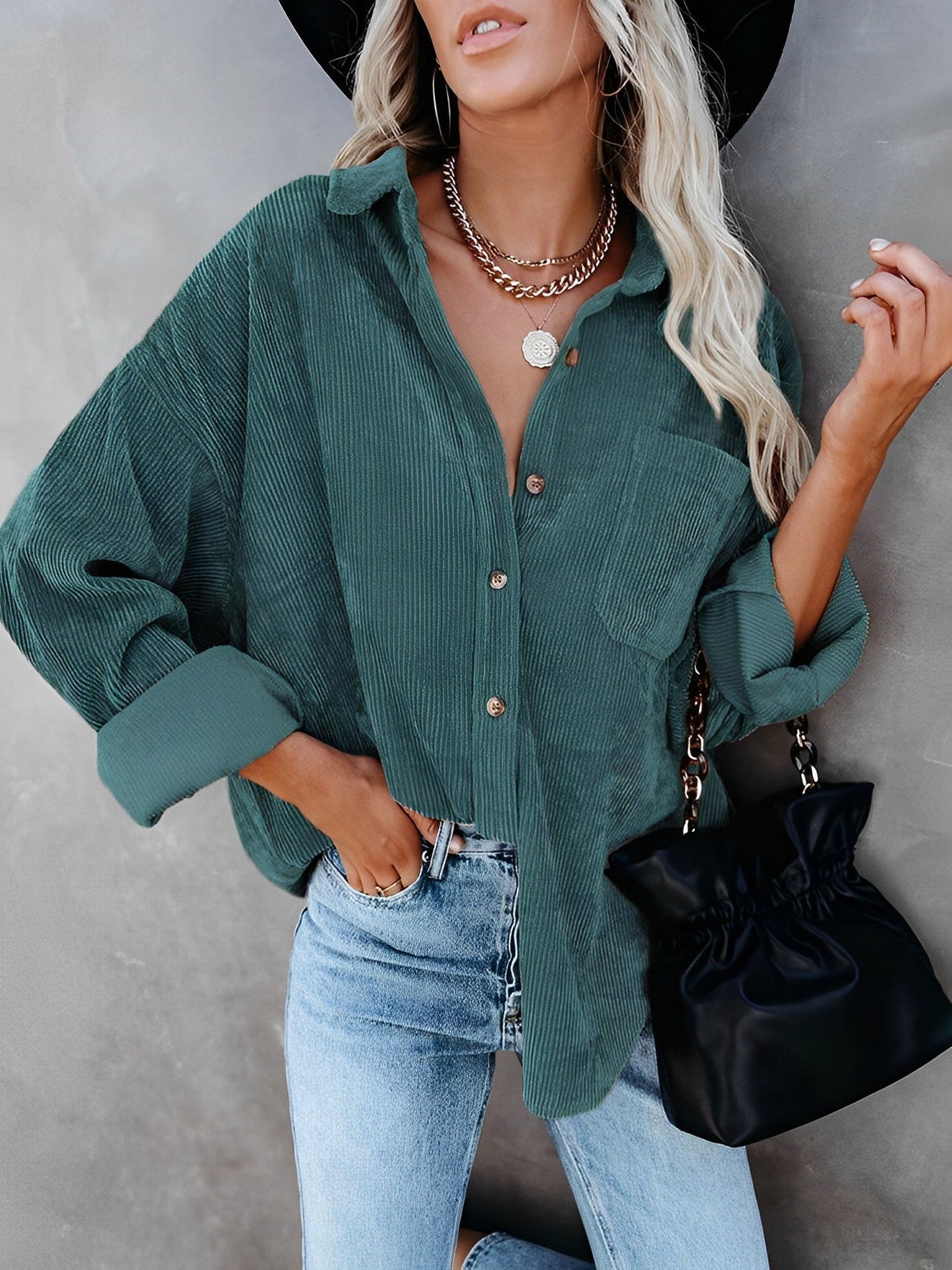 Ariana – Relaxed Corduroy Button-Down Shirt for Women