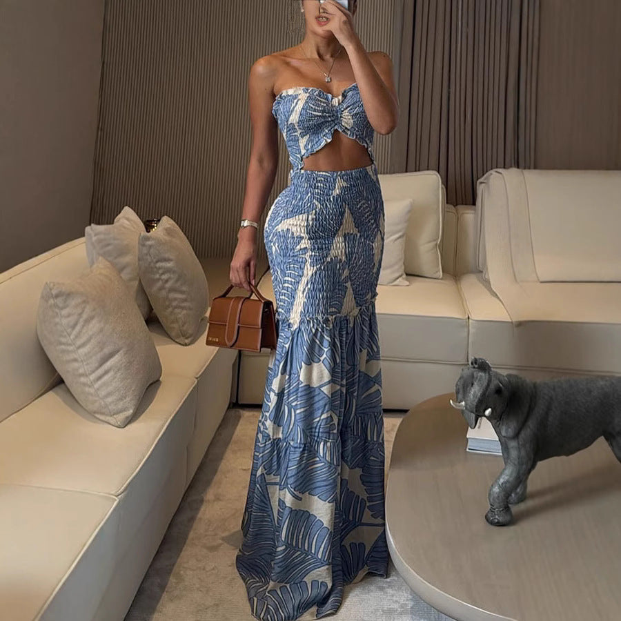 Ariana – Sukienka maxi z wiązaniem i wycięciem