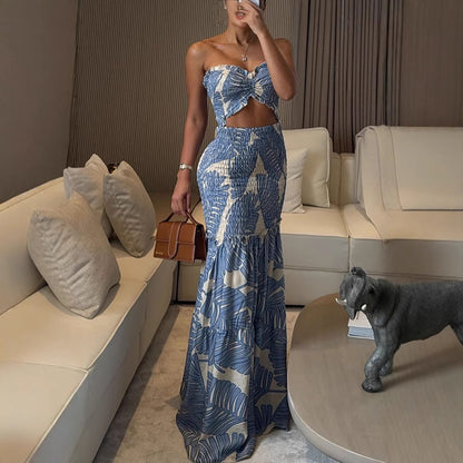 Ariana – Sukienka maxi z wiązaniem i wycięciem