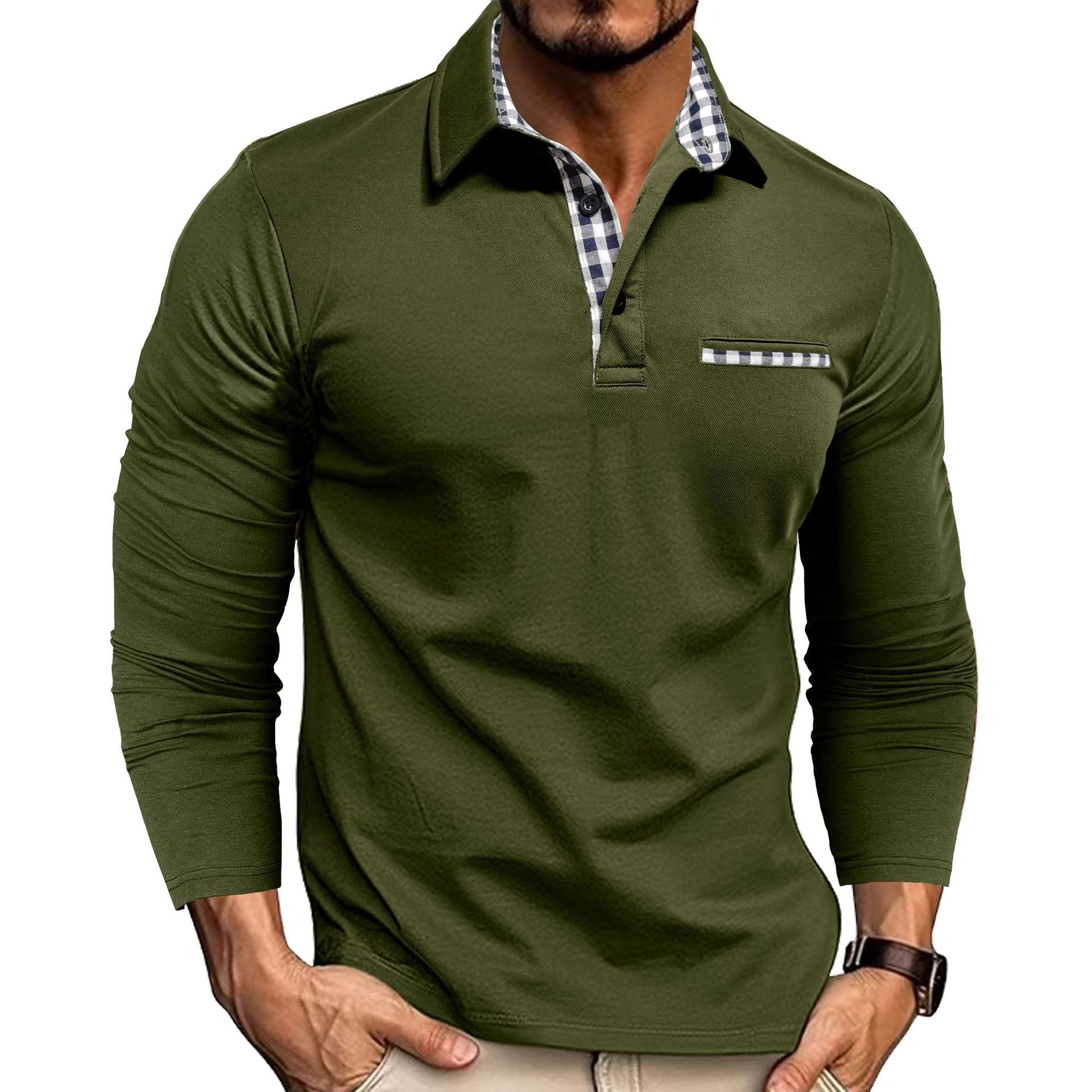 Liam – Longsleeve polo z kontrastowym kołnierzykiem