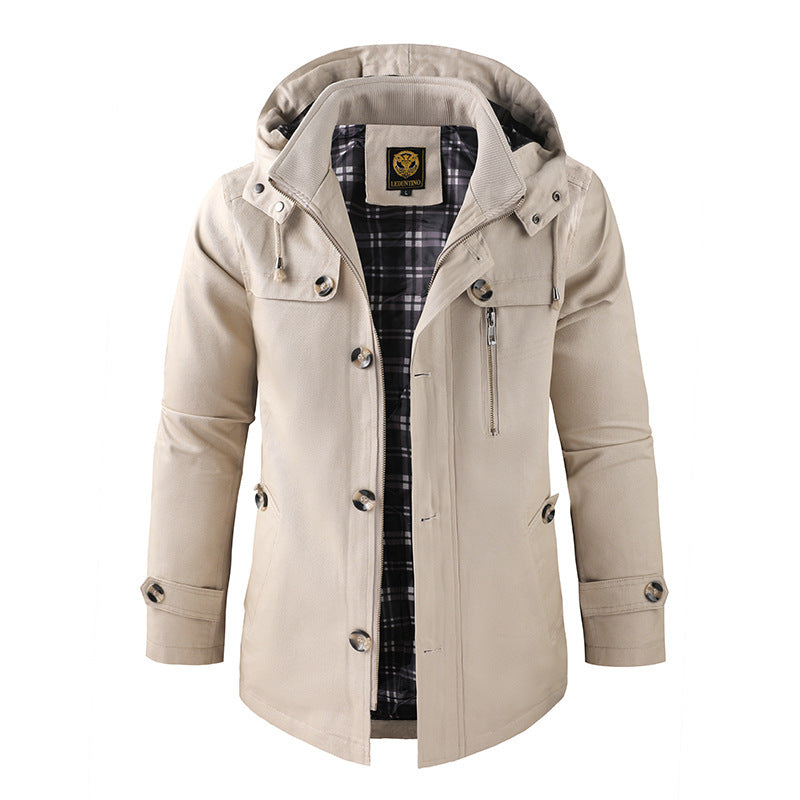 Diego – Hooded Button-Front Mens Winter Jacket