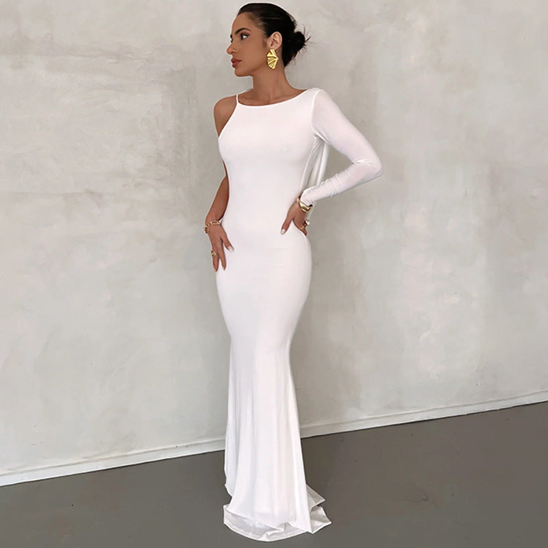 Celina - Sukienka maxi bodycon z jednym rękawem