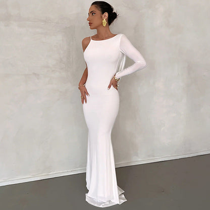 Celina - Sukienka maxi bodycon z jednym rękawem