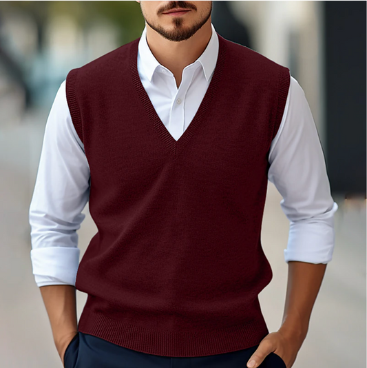 William – Classic V-Neck Knit Sweater Vest for Men