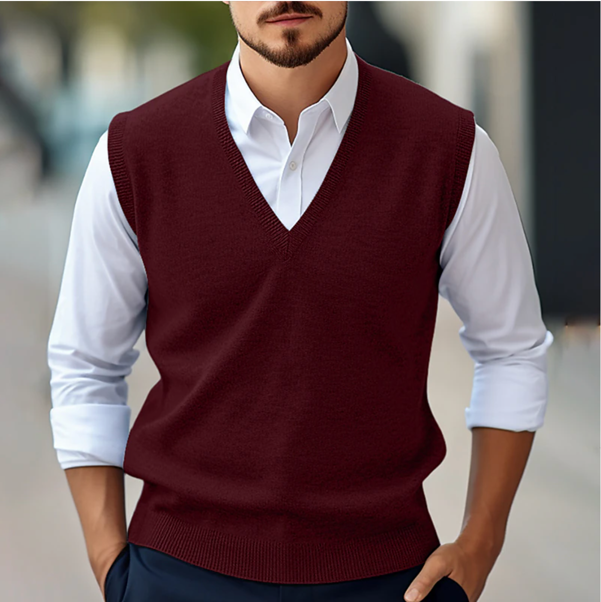Adrian – Classic V-Neck Knit Sweater Vest for Men