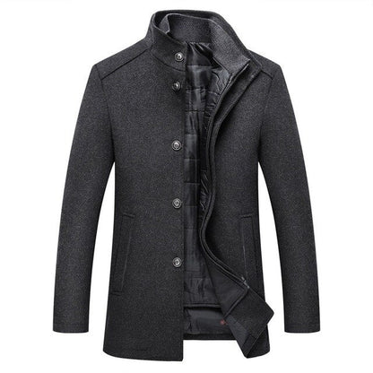 Adrian – Insulated Stand-Collar Wool-Blend Coat for Men