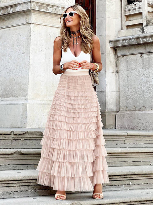Delyah | Falda maxi de tul en capas