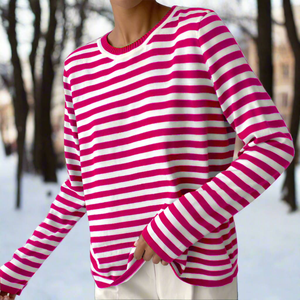 Amelia – Striped Long-Sleeve Knit Top for Women