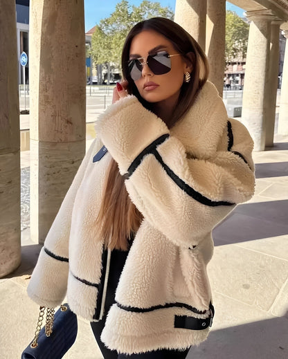 Clara – Faux Shearling Aviator Jacket