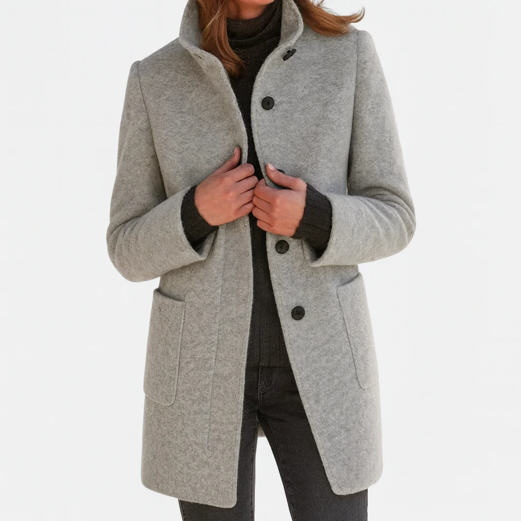 Lana – Tailored Wool-Blend Button-Up Coat for Women