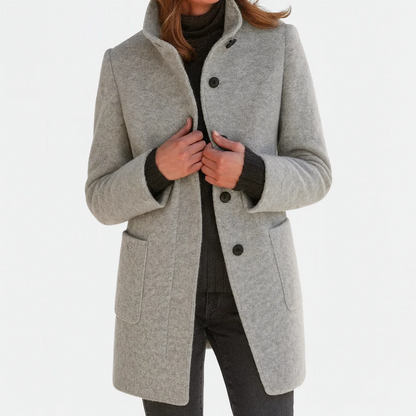 Lana – Tailored Wool-Blend Button-Up Coat for Women