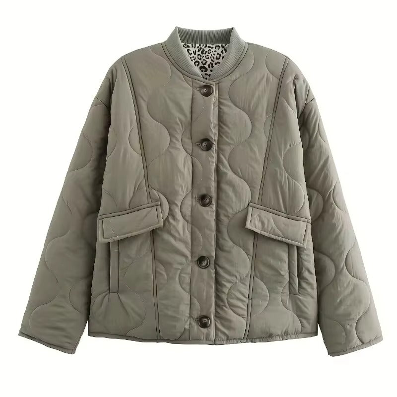 Emma – Pikowana Kurtka z Wzorzystymi Mankietami Damska