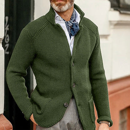 Enzo - Męski sweter kardigan elegancki z kołnierzem