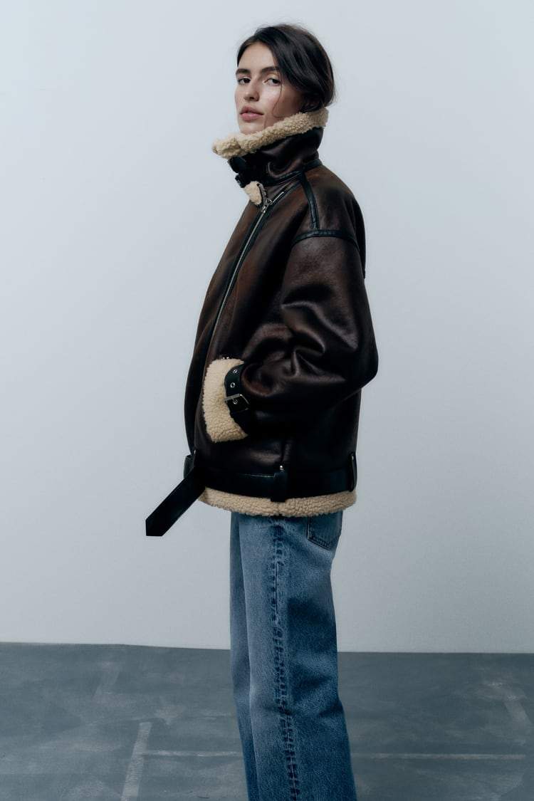 Helena – Skórzana kurtka pilotka z kożuchem damska