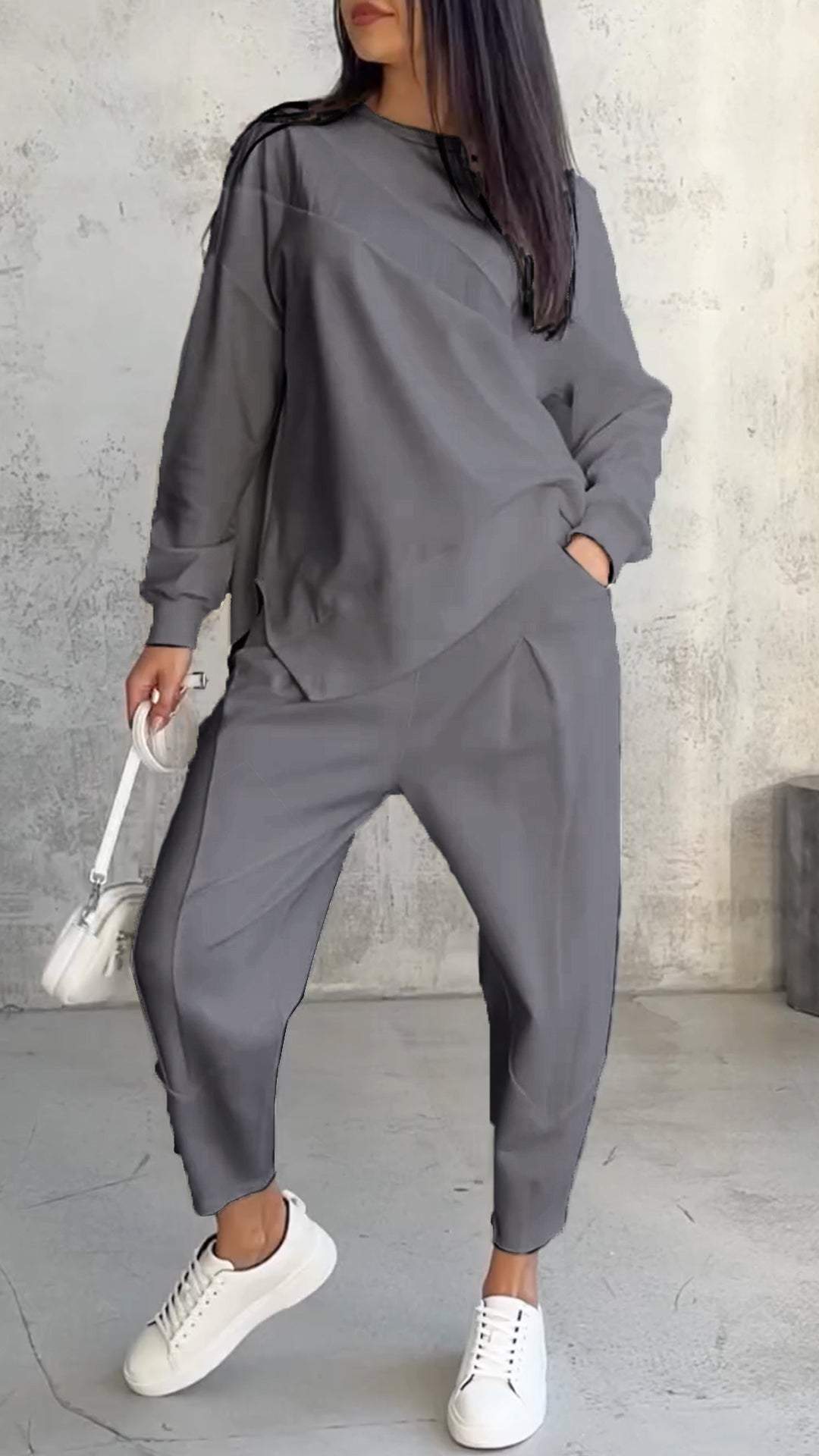 Magda – Luźny komplet dresowy damski z bluzą i spodniami