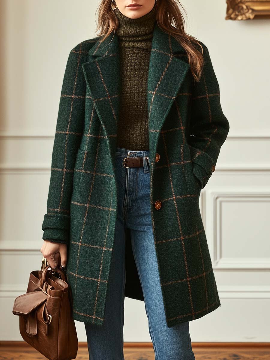 Almira – Tailored Check Longline Coat Women