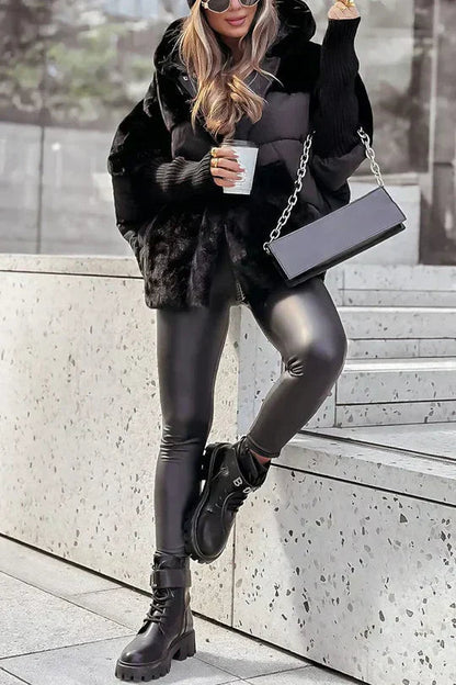 Luna – Oversized Faux Fur Hooded Puffer Jacket for Women