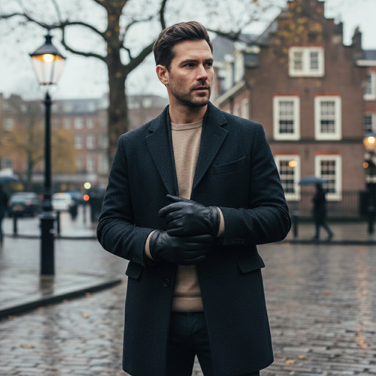 Diego – Ribbed-Cuff Leather Men’s Winter Gloves