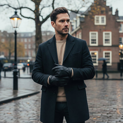 Diego – Ribbed-Cuff Leather Men’s Winter Gloves