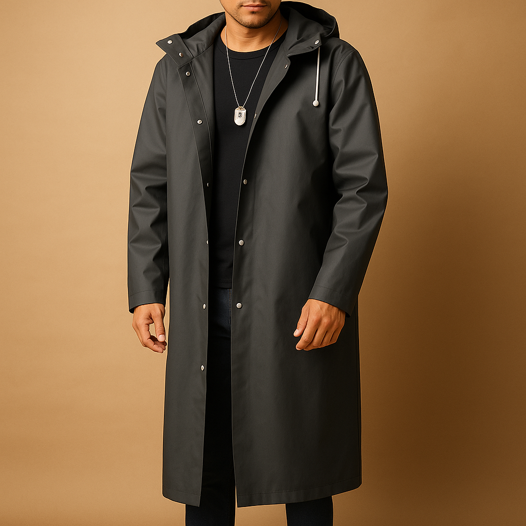 Noah – Long Waterproof Hooded Raincoat for Men