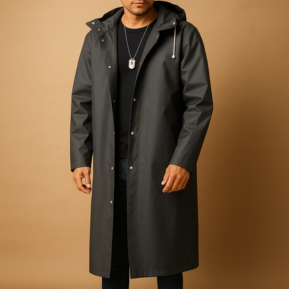 Noah – Long Waterproof Hooded Raincoat for Men