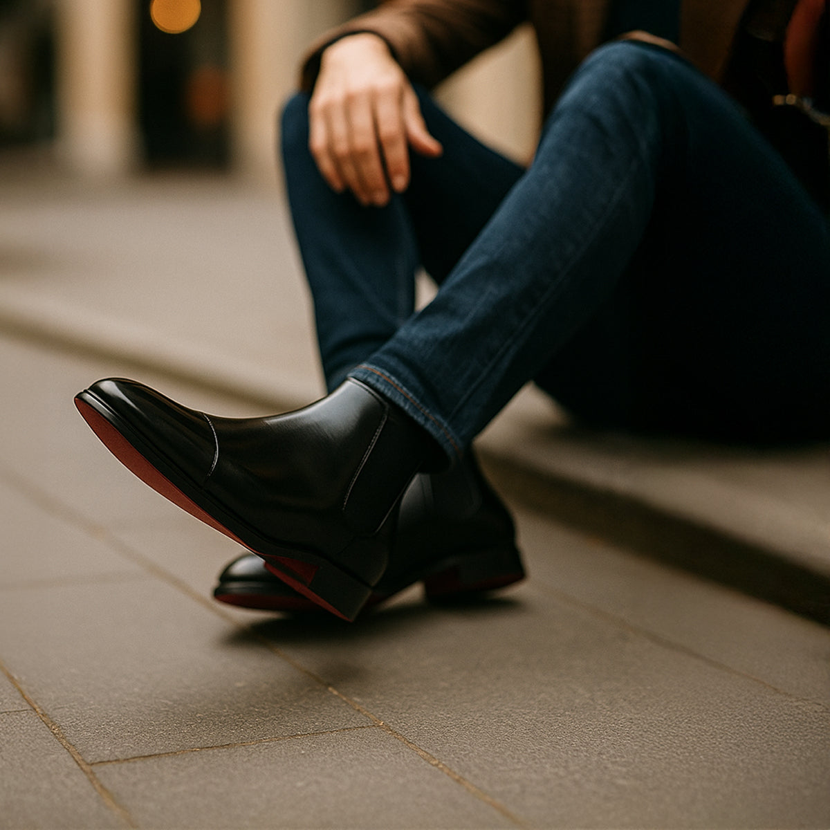 Daniel – Skórzane sztyblety męskie z elastycznymi wstawkami