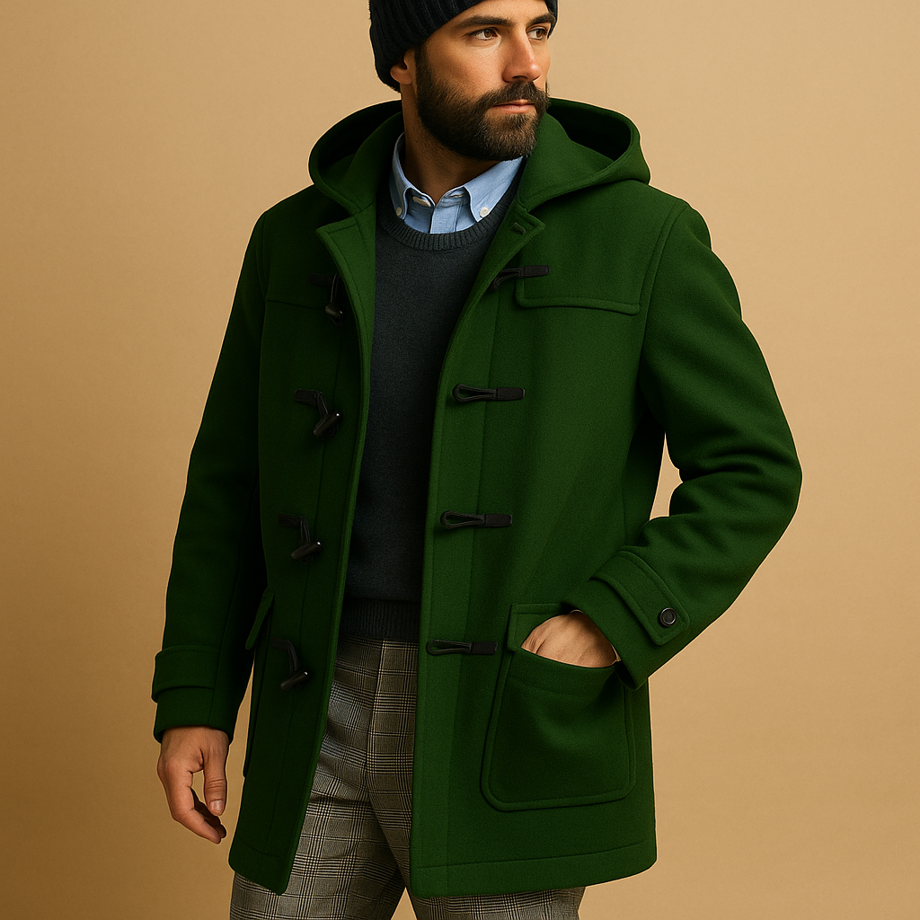 Men’s long winter coat with insulating material, extended length, and stylish design. Ideal for work, winter walks, and everyday wear.