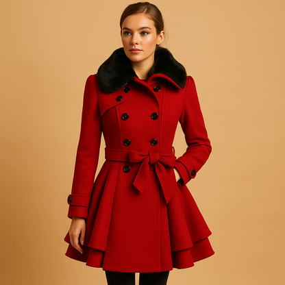 Isabella – Belted Double-Breasted Women’s Winter Coat