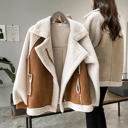Chloe – Two-Tone Shearling-Style Winter Jacket for Women
